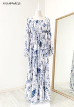 Tie Dye Drawstring Dress Washed Blue