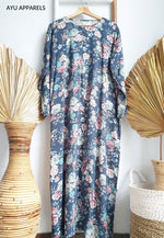 Printed Cotton Dress Rose Blue