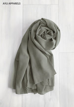 Widya Eyelash Chiffon Shawl Moss